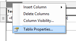 select tablix property